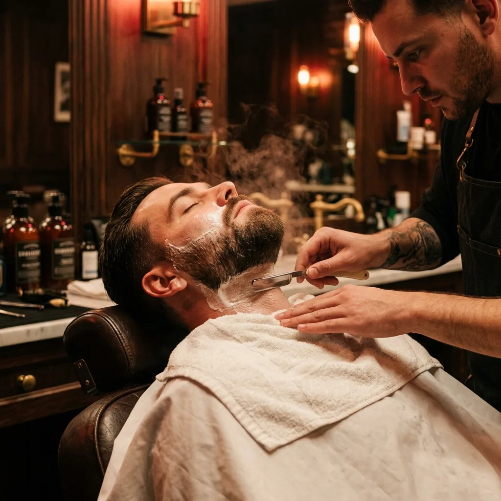 Traditional hot towel shave at Master Cut barbershop Plymouth Devon